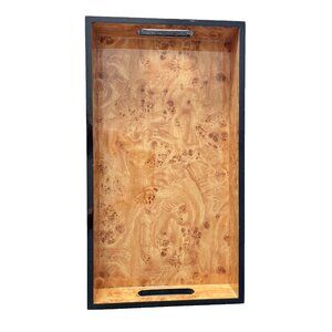 Burled Wood Serving Tray 16"L x 9"W x 2"H Gloss Finish Serveware Christmas Gift